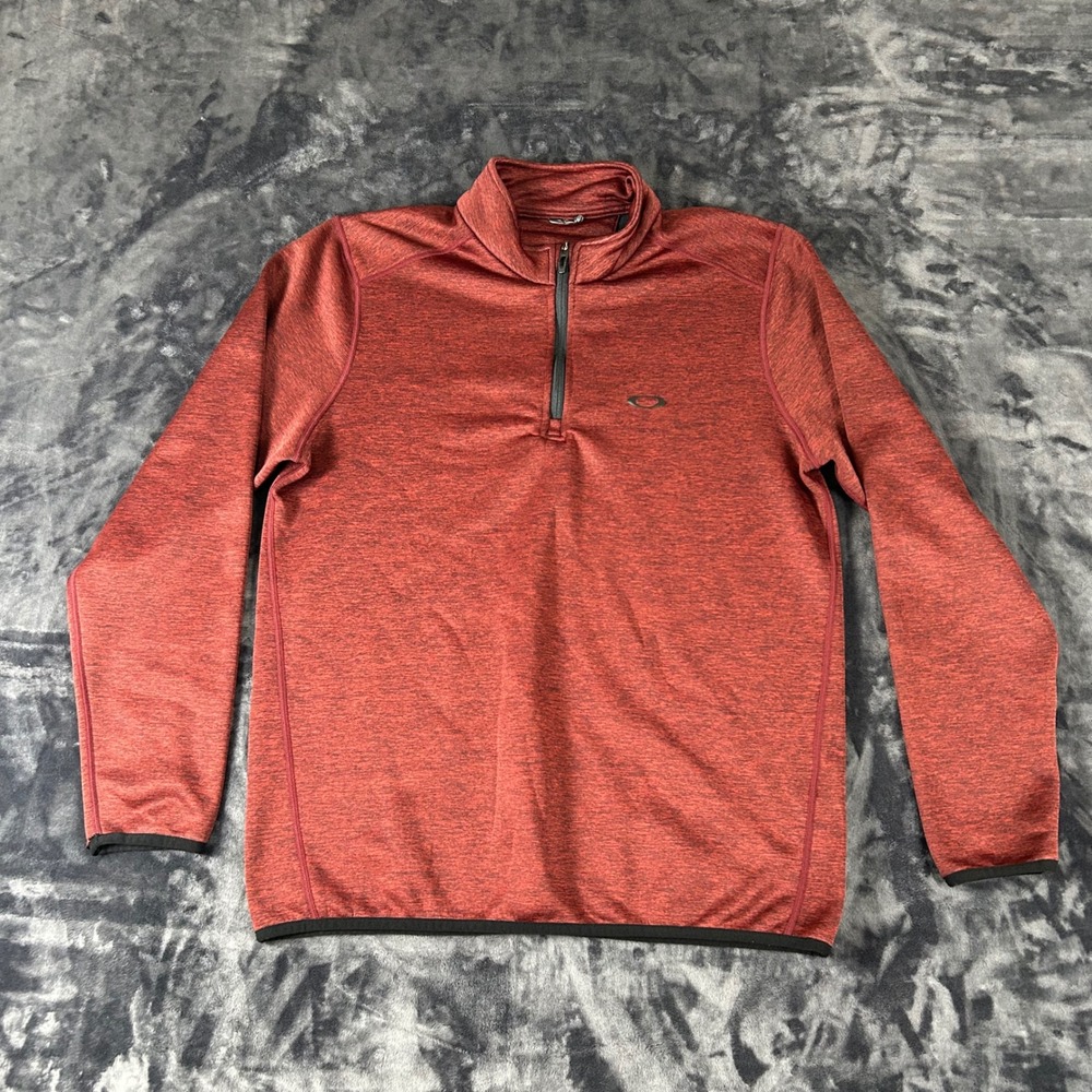 Oakley Quarter Zip Pullover Mens Size M Red Heathered Long Sleeve Active Top